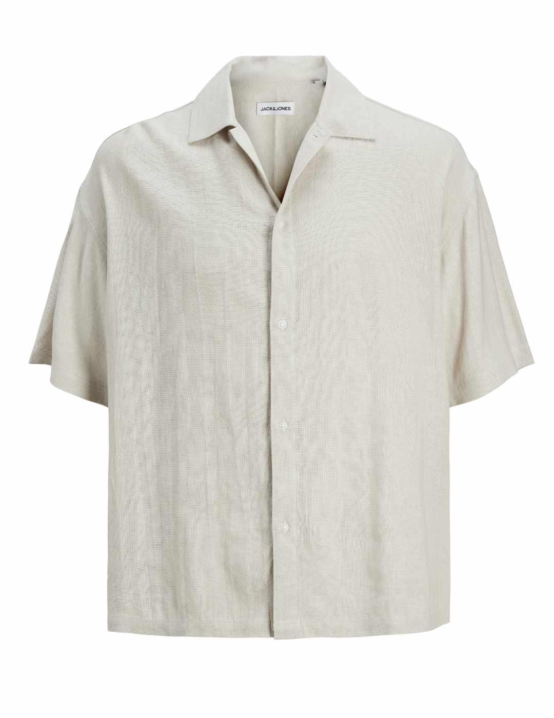 Camisa Jack&Jones Wayne beige manga corta lino para hombre