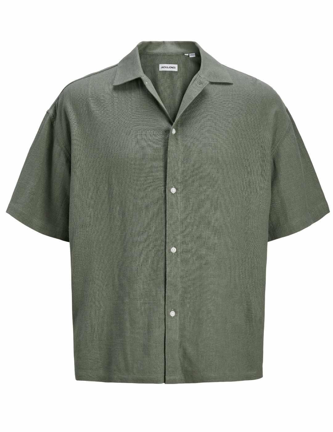 Camisa Jack&Jones Wayne verde manga corta lino para hombre