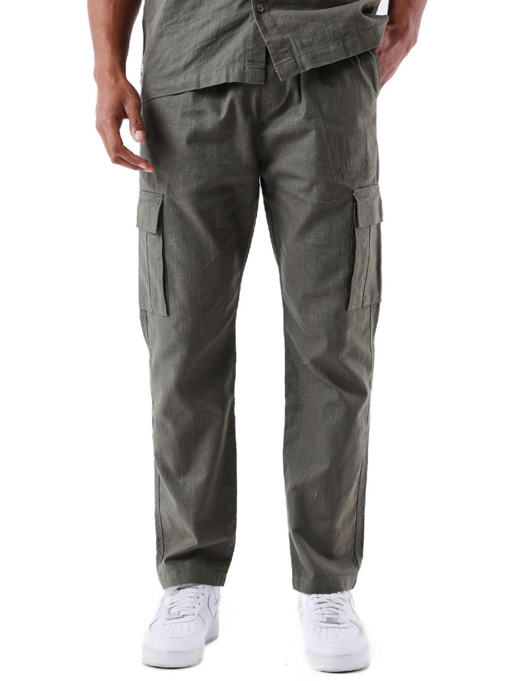 Pantalón Project x Paris cargo verde de lino para hombre