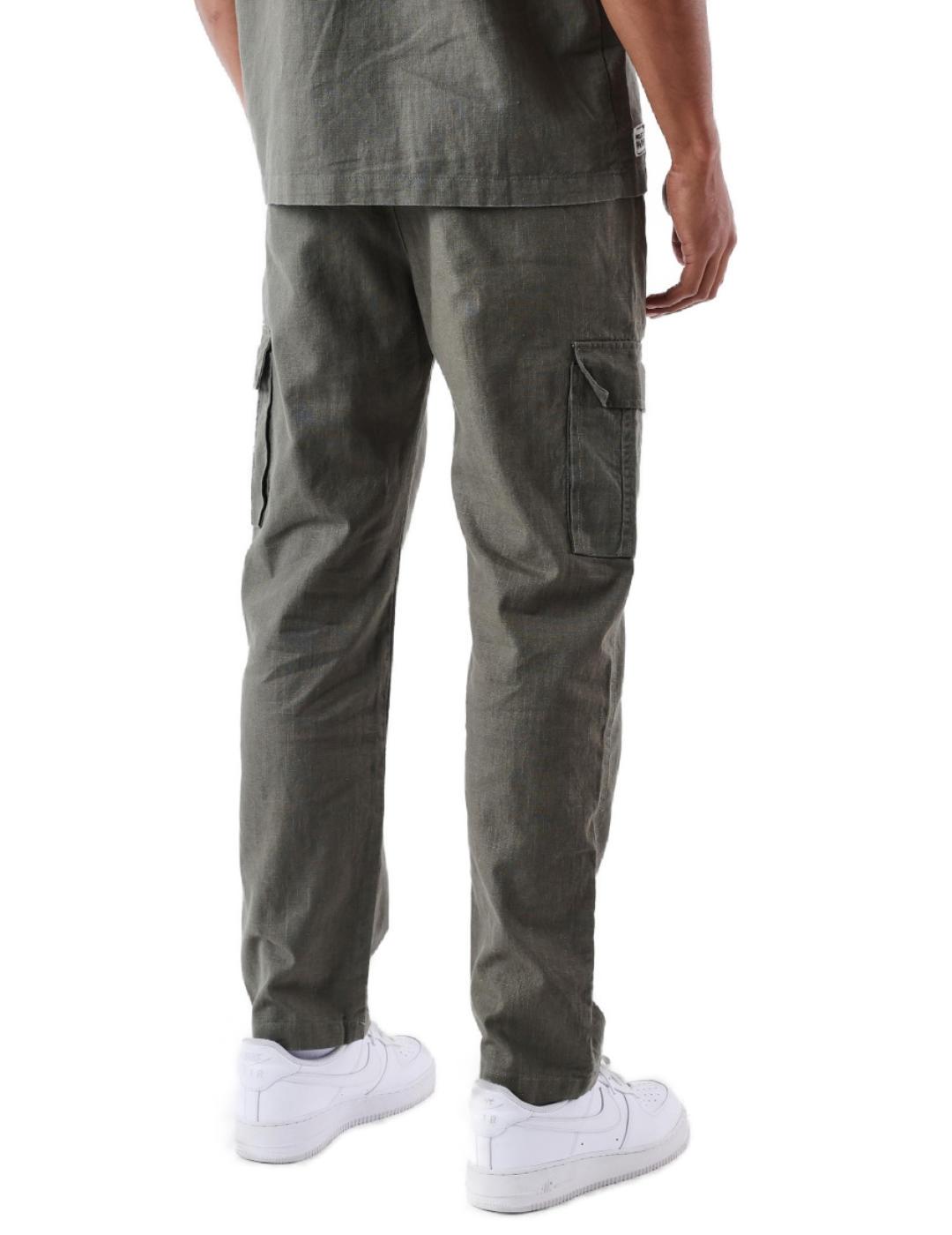 Pantalón Project x Paris cargo verde de lino para hombre