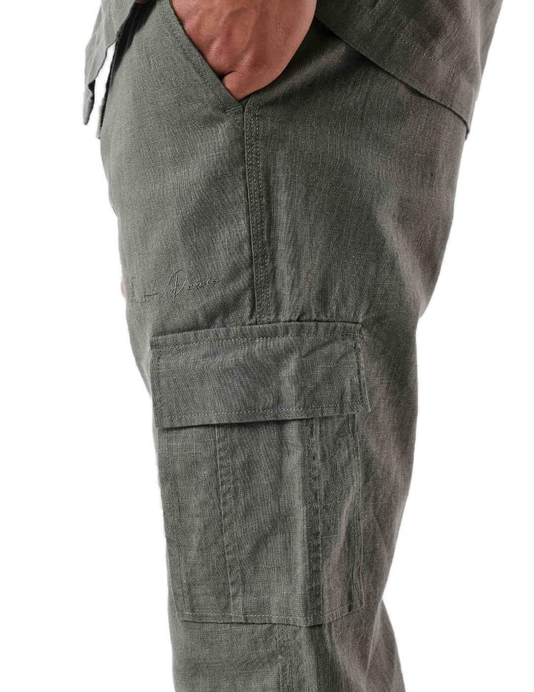 Pantalón Project x Paris cargo verde de lino para hombre