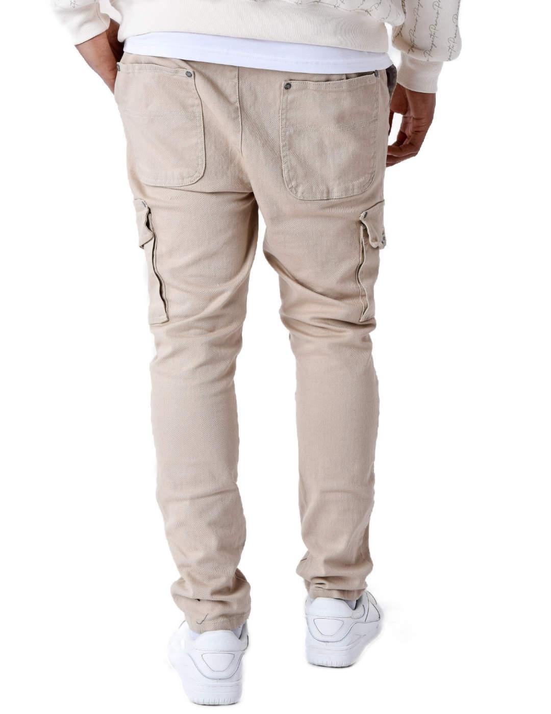 Pantalón Project X Paris cargo beige slim para hombre