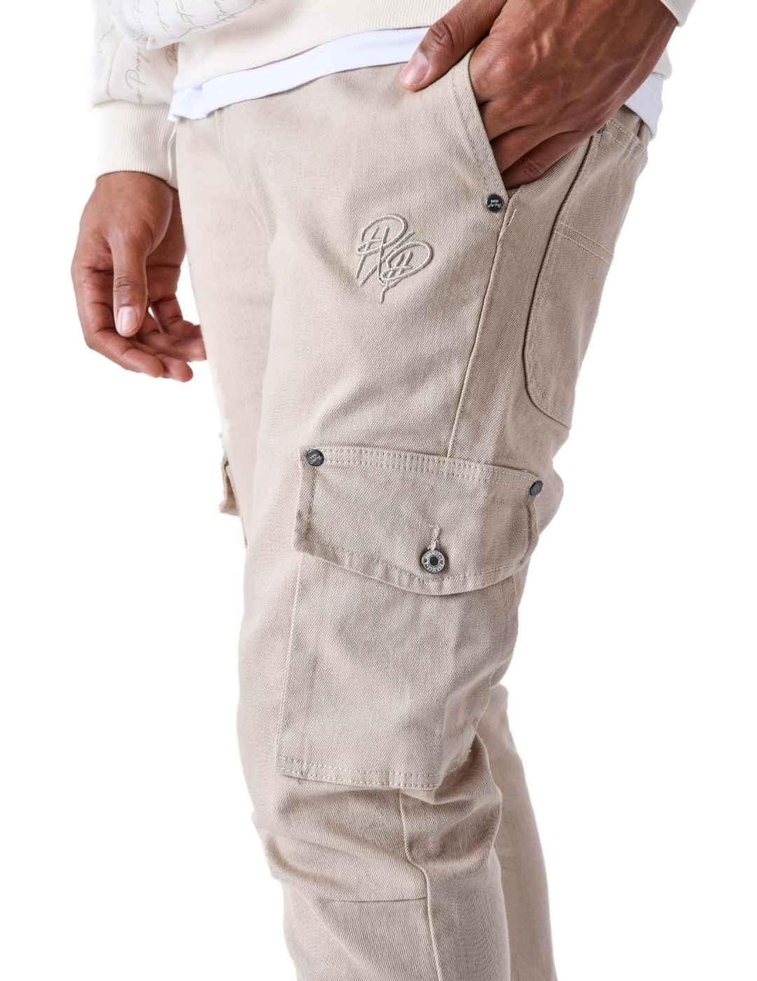 Pantalón Project X Paris cargo beige slim para hombre