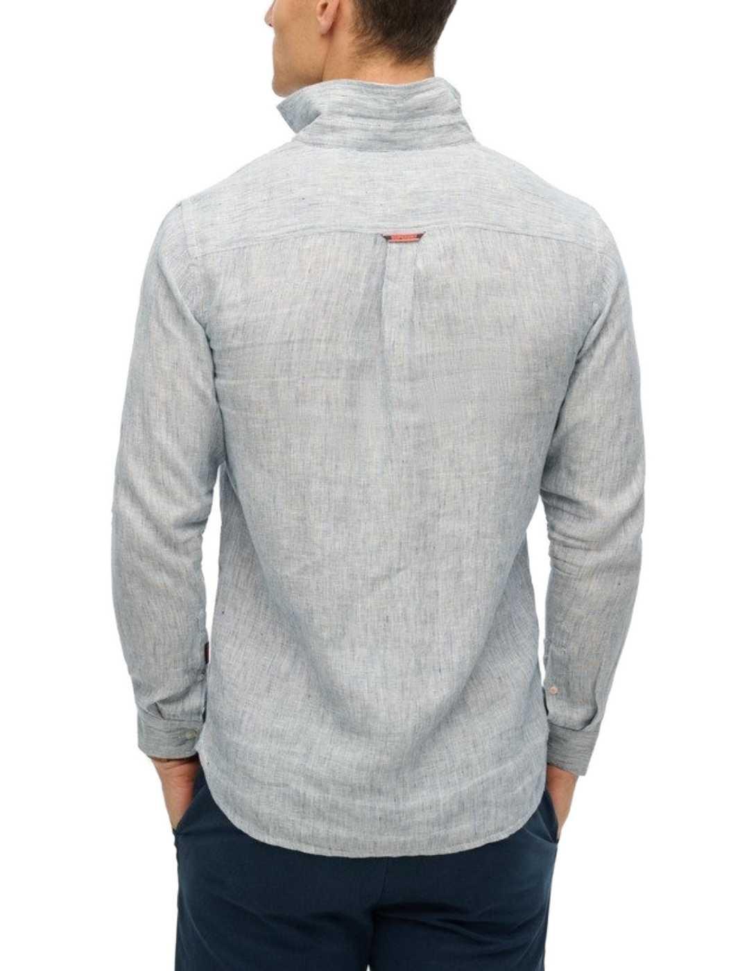 Camisa Superdry de lino azul claro jasepado para hombre