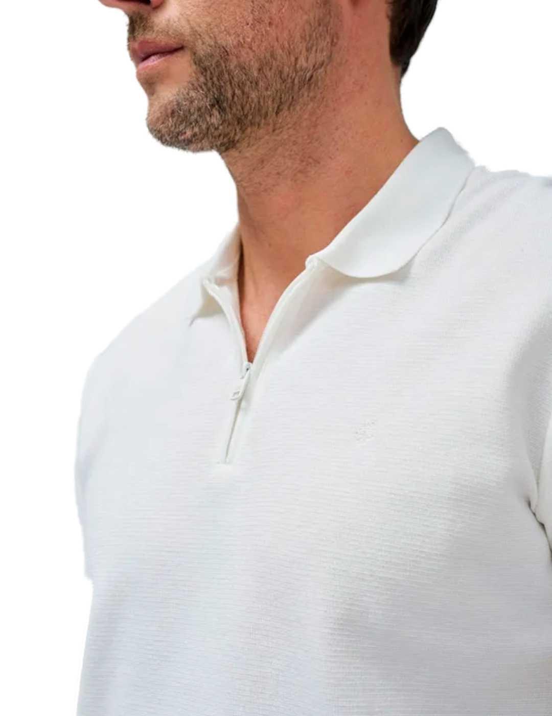 Polo Salsa blanco cremallera manga corta para hombre