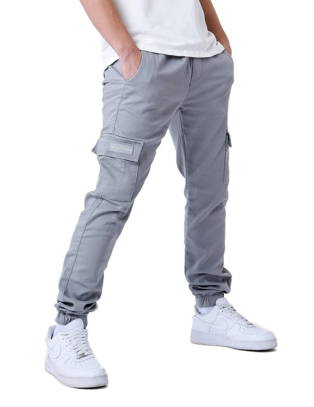 Pantalón Project x Paris gris cargo slim para hombre