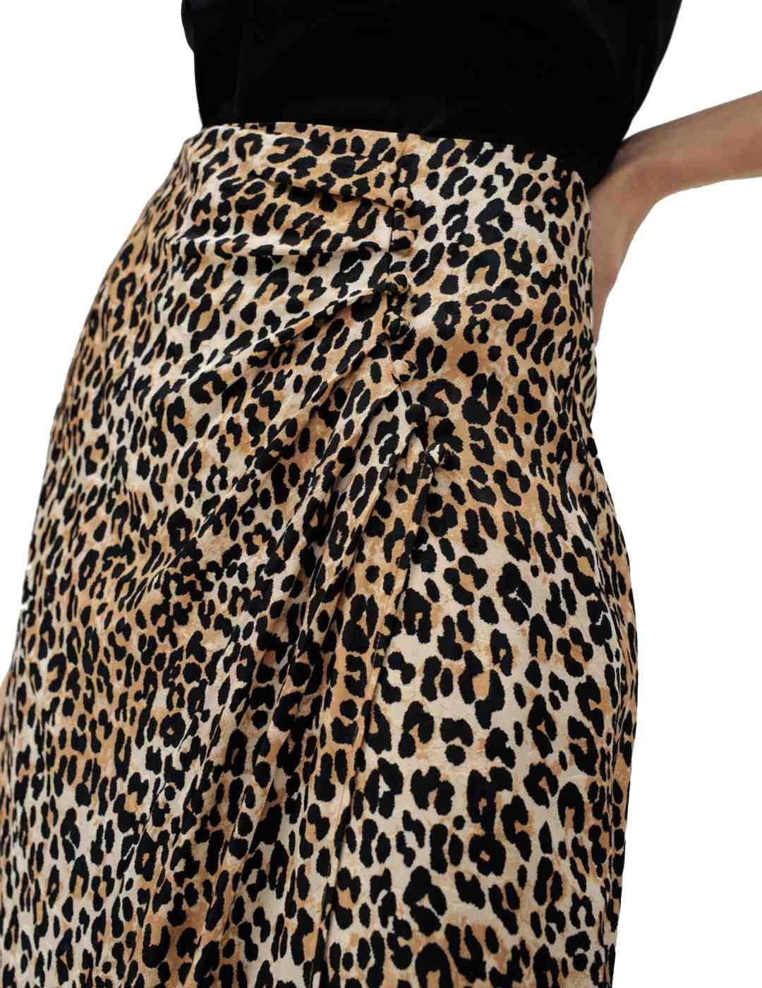 Falda Salsa midi estampado leopardo para mujer