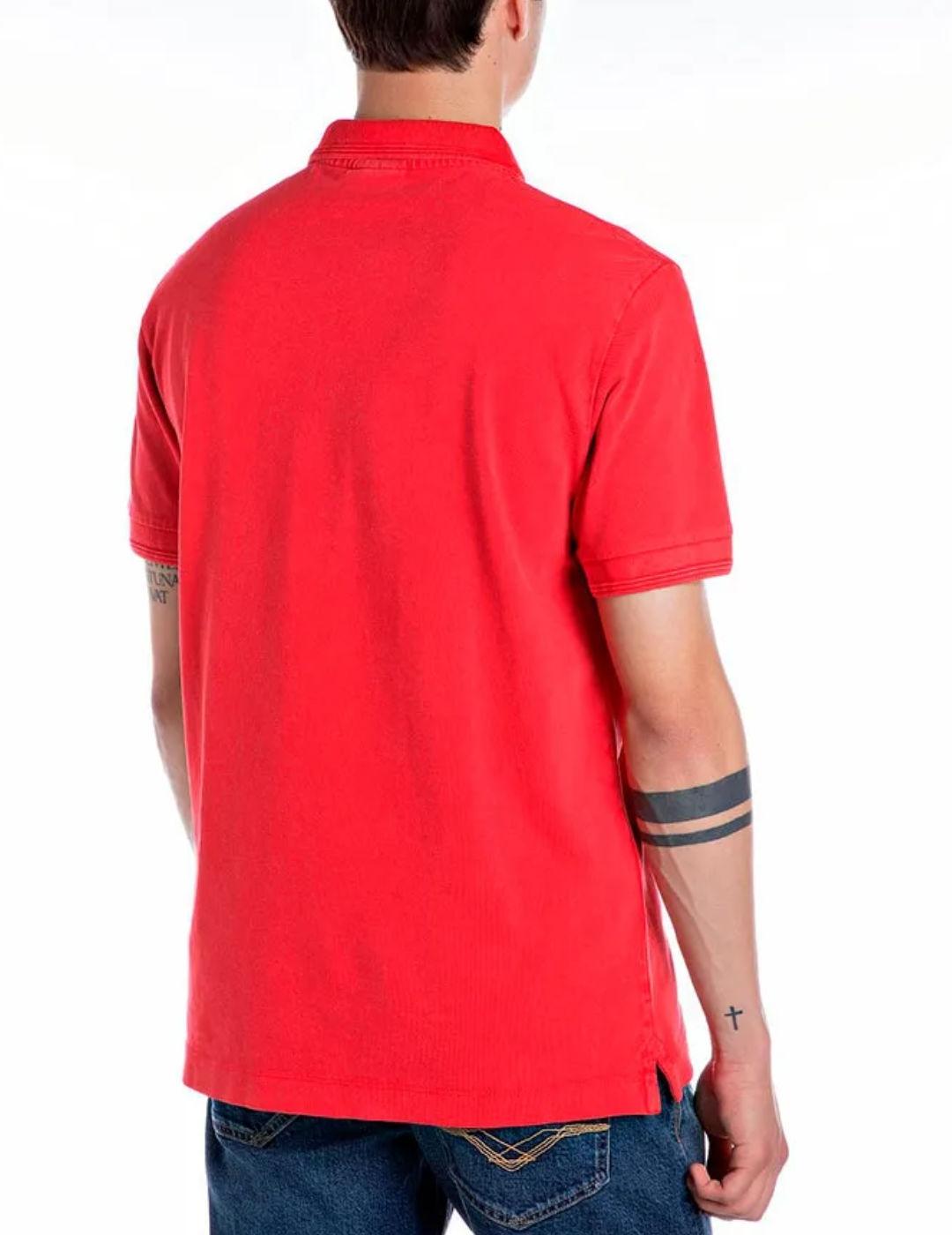 Polo Replay rojo chillón manga corta para hombre