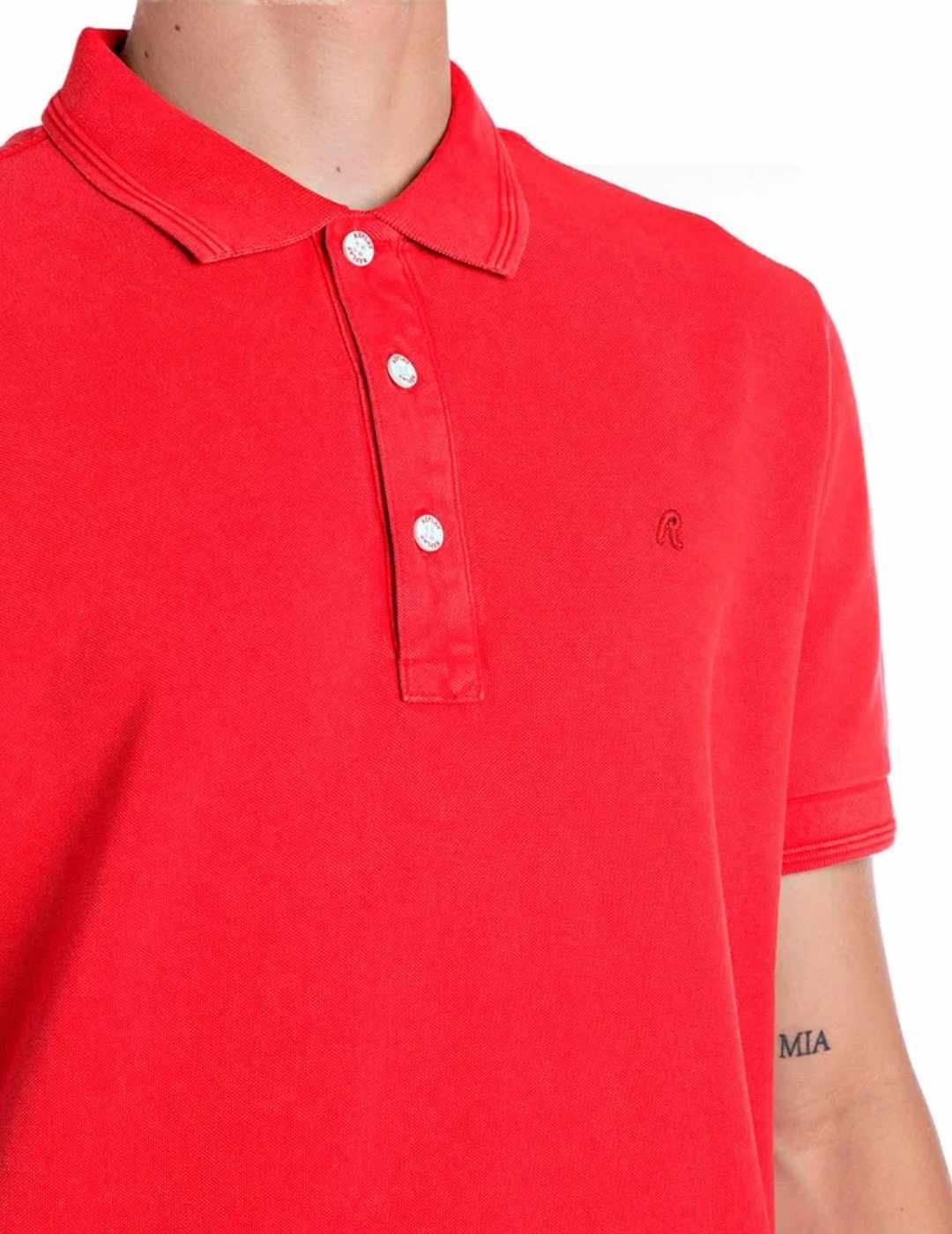 Polo Replay rojo chillón manga corta para hombre