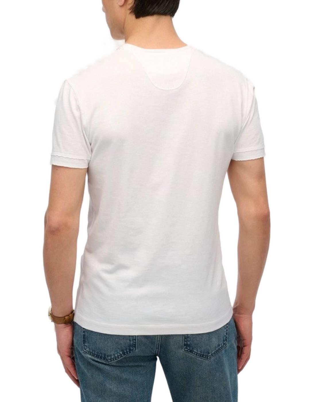 Camiseta Superdry cuello panadero blanca manga corta hombre