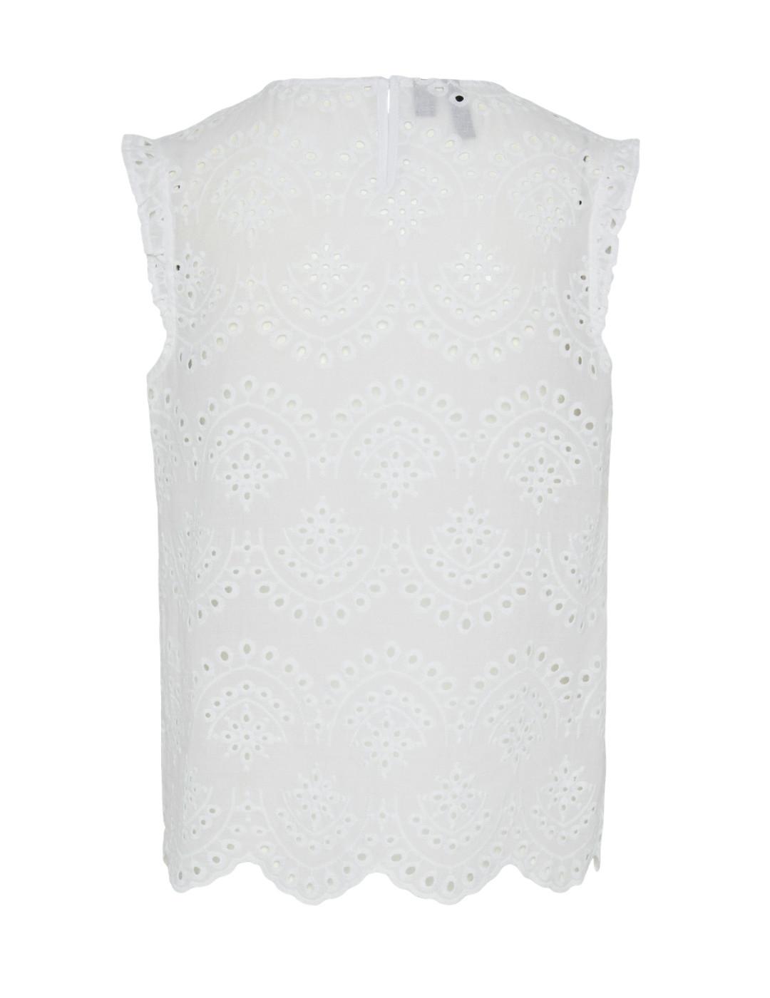 Top Pieces Vilde acanalado blanco troquelado para mujer