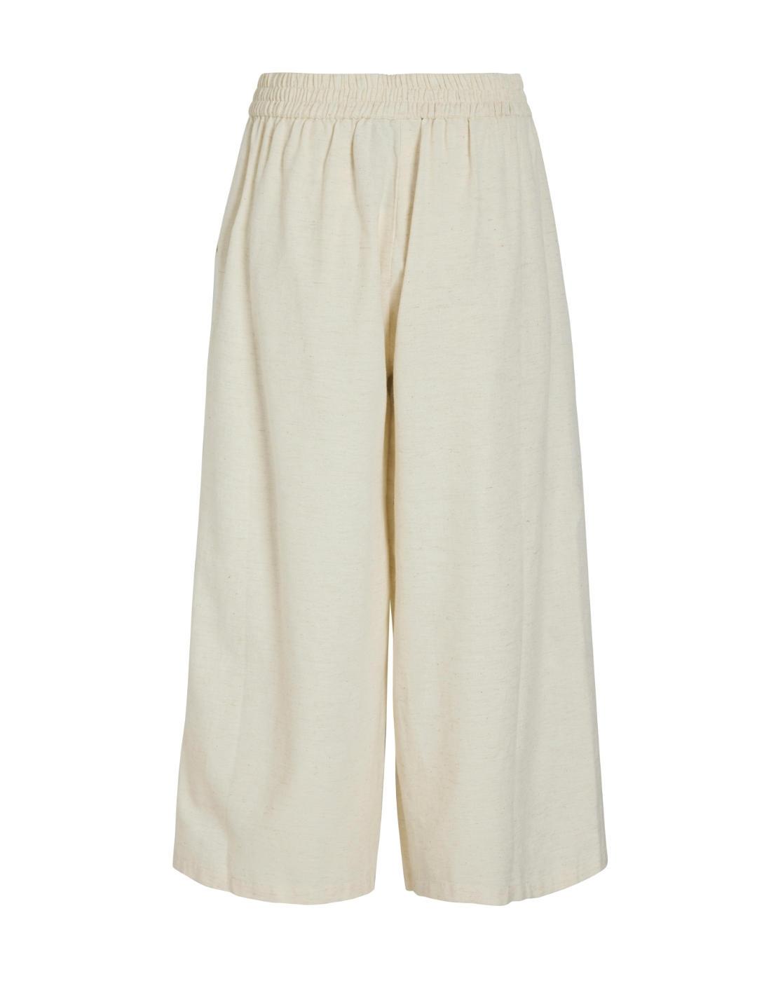 Pantalón Vila Prisilla culotte beige de lino para mujer