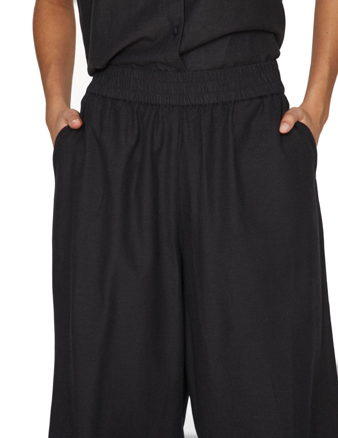 Pantalón Vila Prisilla Culotte negro de tela para mujer