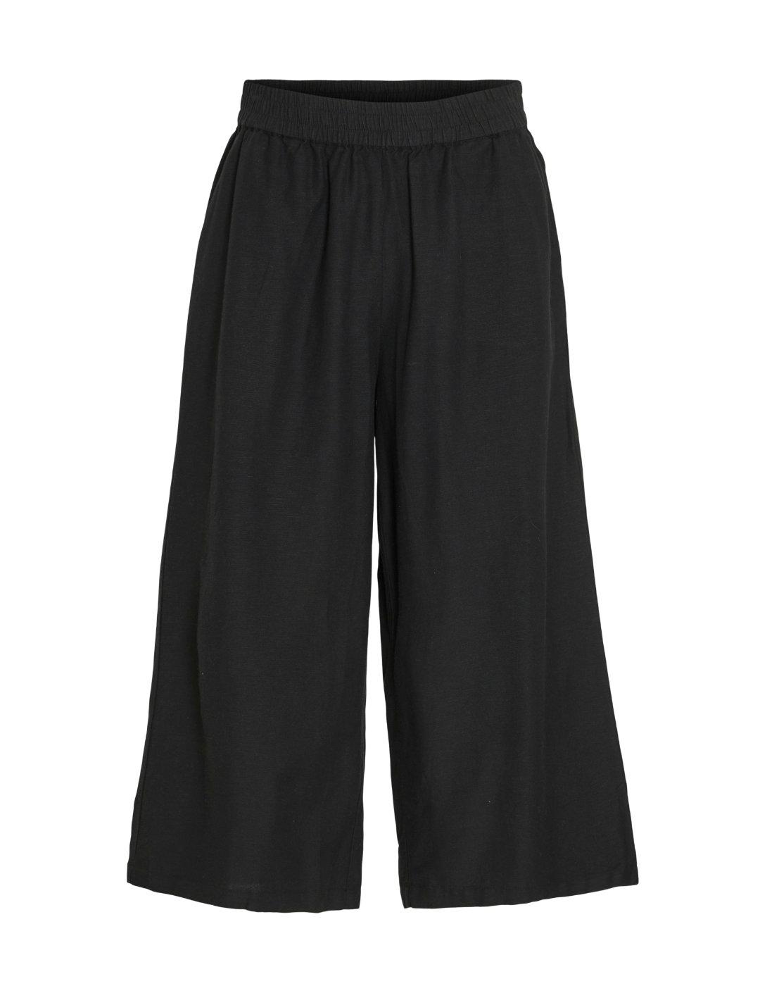 Pantalón Vila Prisilla Culotte negro de tela para mujer