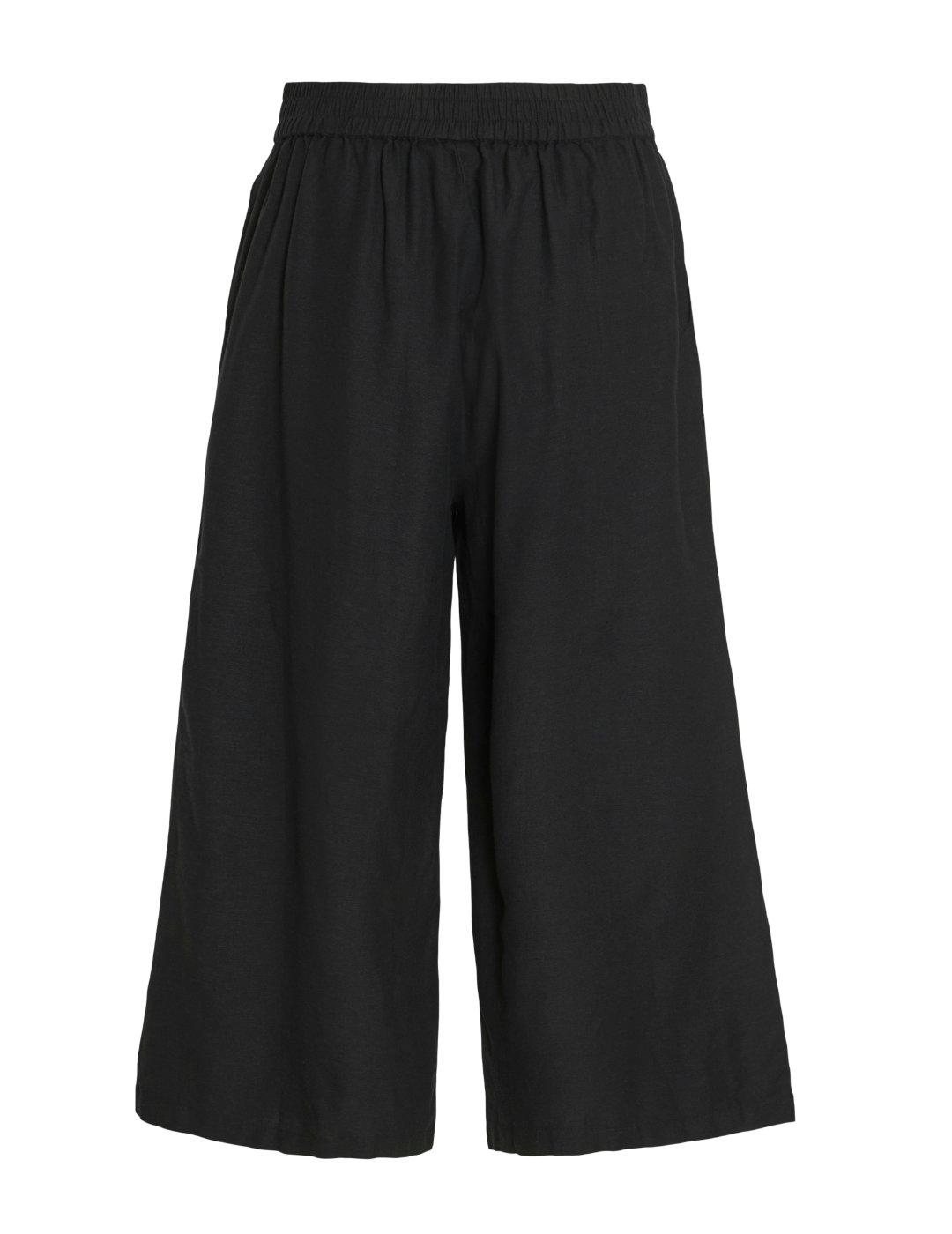 Pantalón Vila Prisilla Culotte negro de tela para mujer