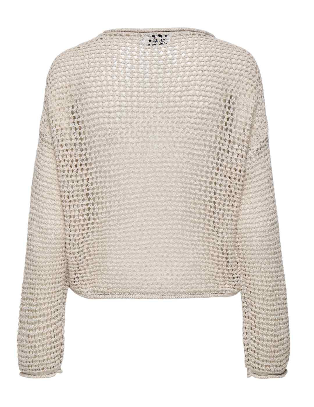 Jersey Only Siena beige de punto troquelado para mujer