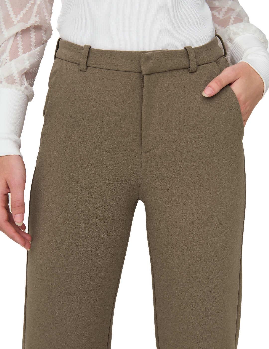 Pantalón chino Only Raffy recto camel de tela para mujer