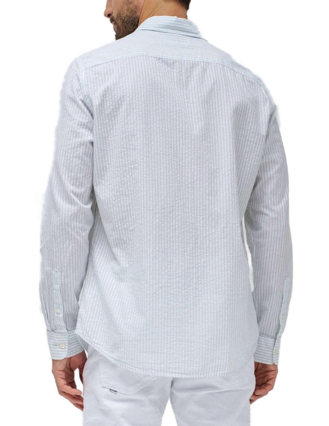 Camisa Salsa blanca rayas verdes regular para hombre