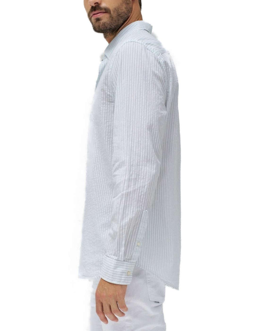 Camisa Salsa blanca rayas verdes regular para hombre