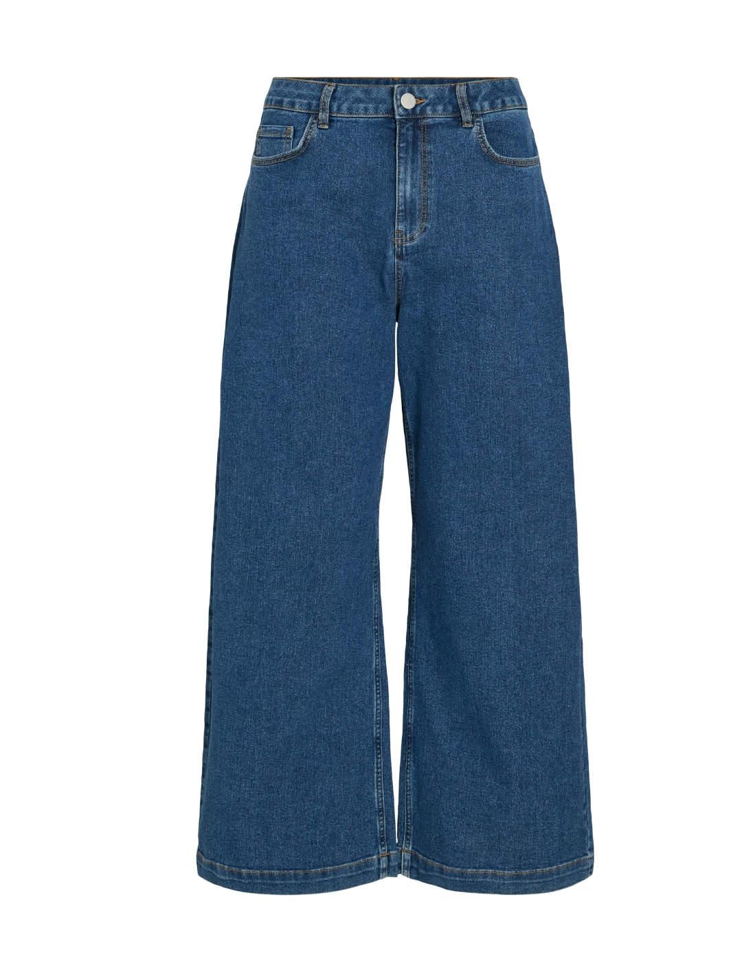 Pantalón vaquero Vila Otta culotte azul medio para mujer