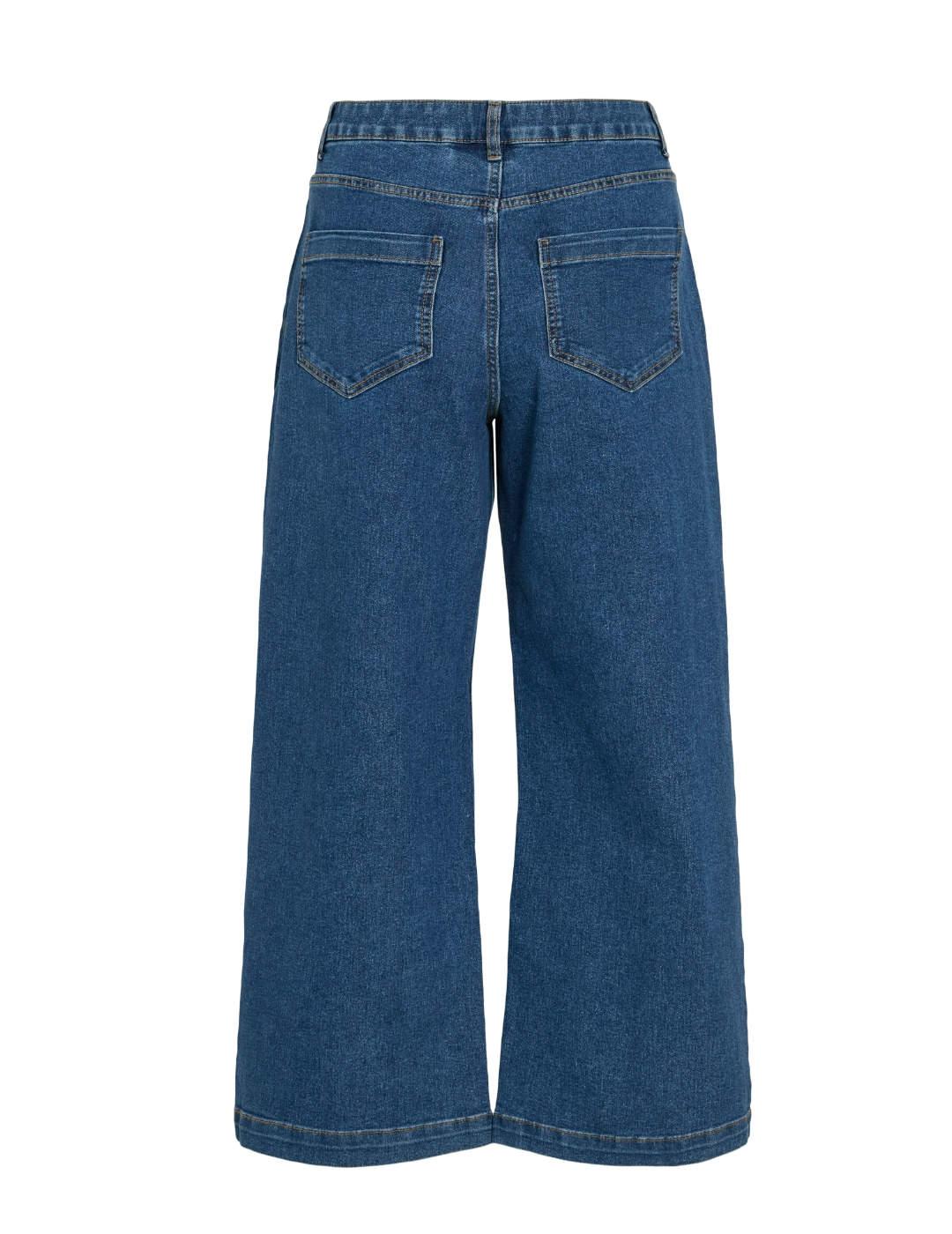 Pantalón vaquero Vila Otta culotte azul medio para mujer