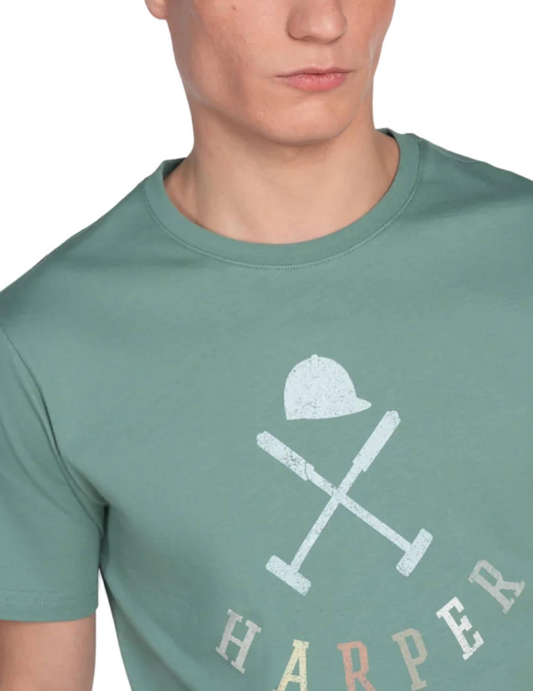 Camiseta Harper&Neyer Preppy verde manga corta para hombre