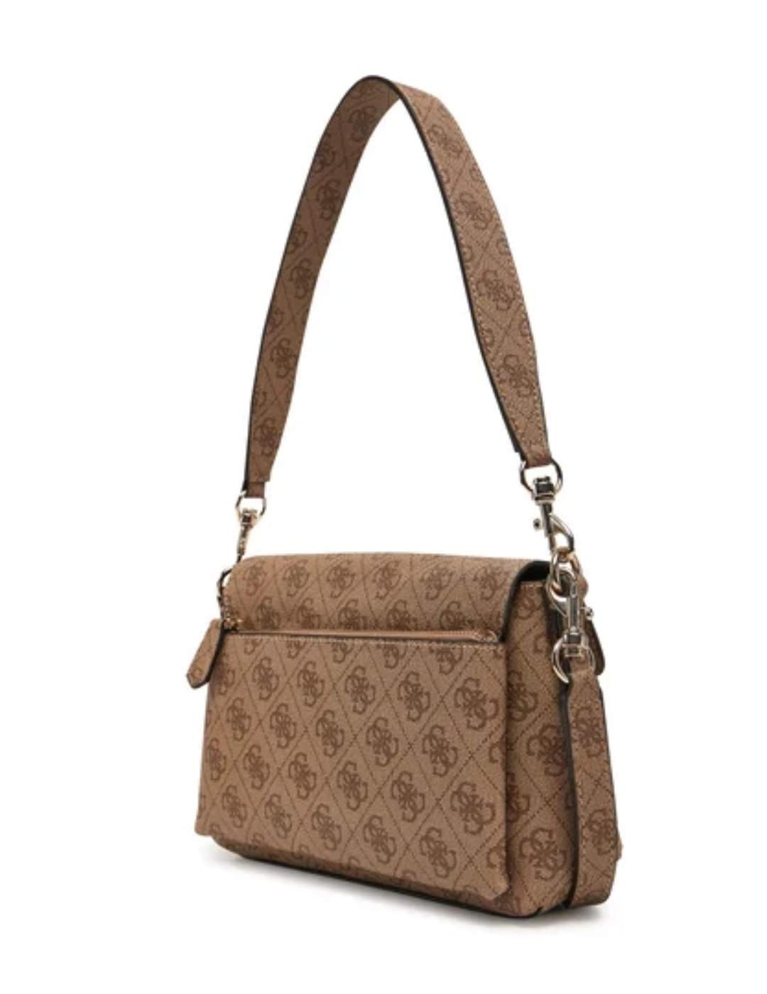 Bolso Guess Brenton de hombro camel con logotipo para mujer