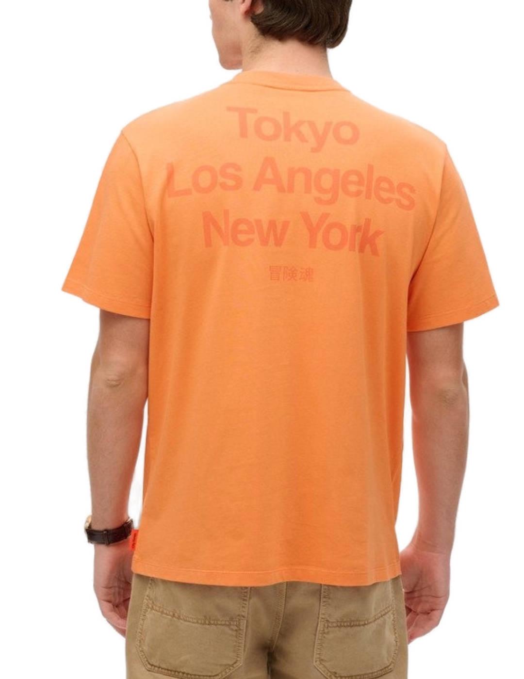 Camiseta Superdry Core City naranja manga corta para hombre