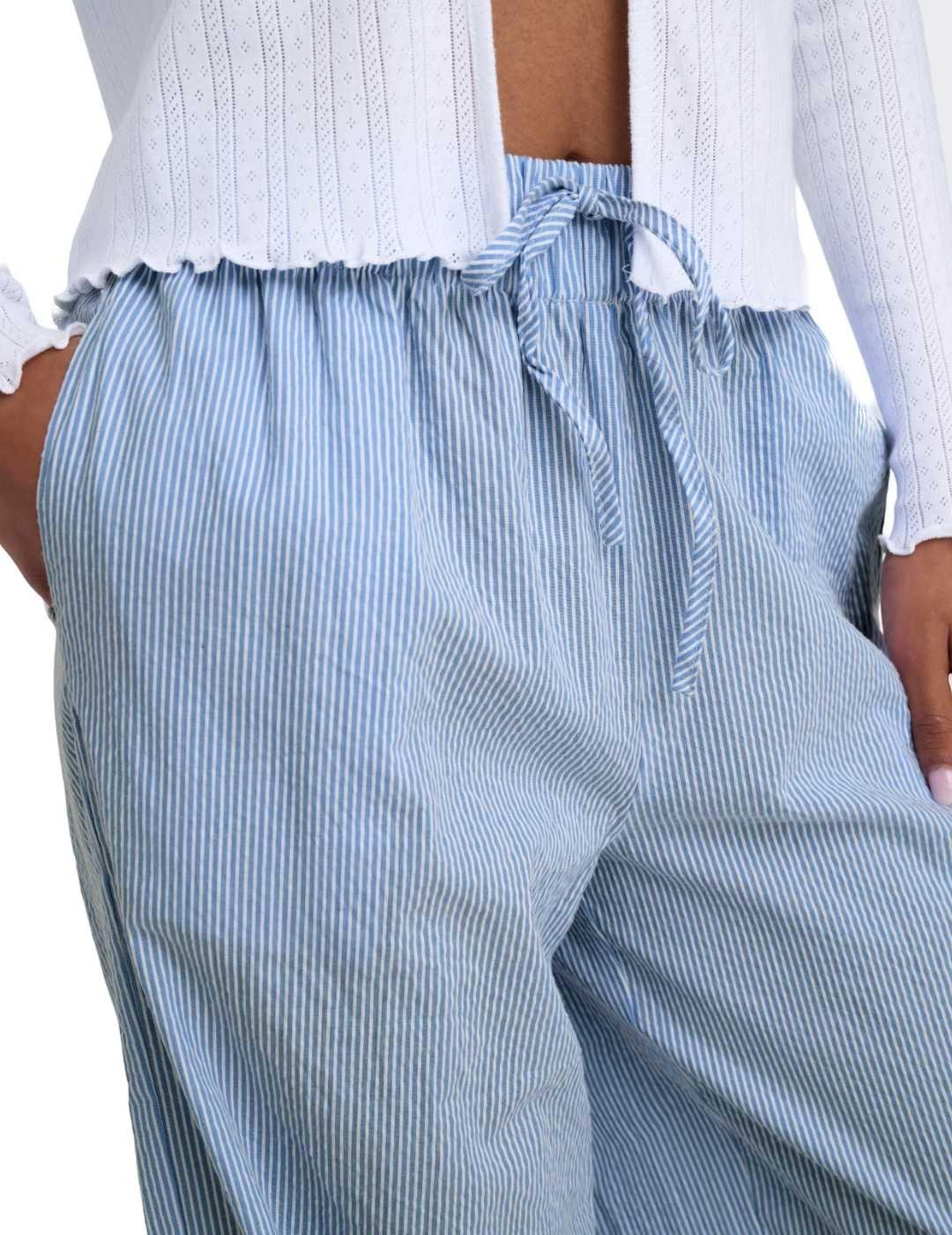 Pantalón Only Augusta blanco raya azul para mujer