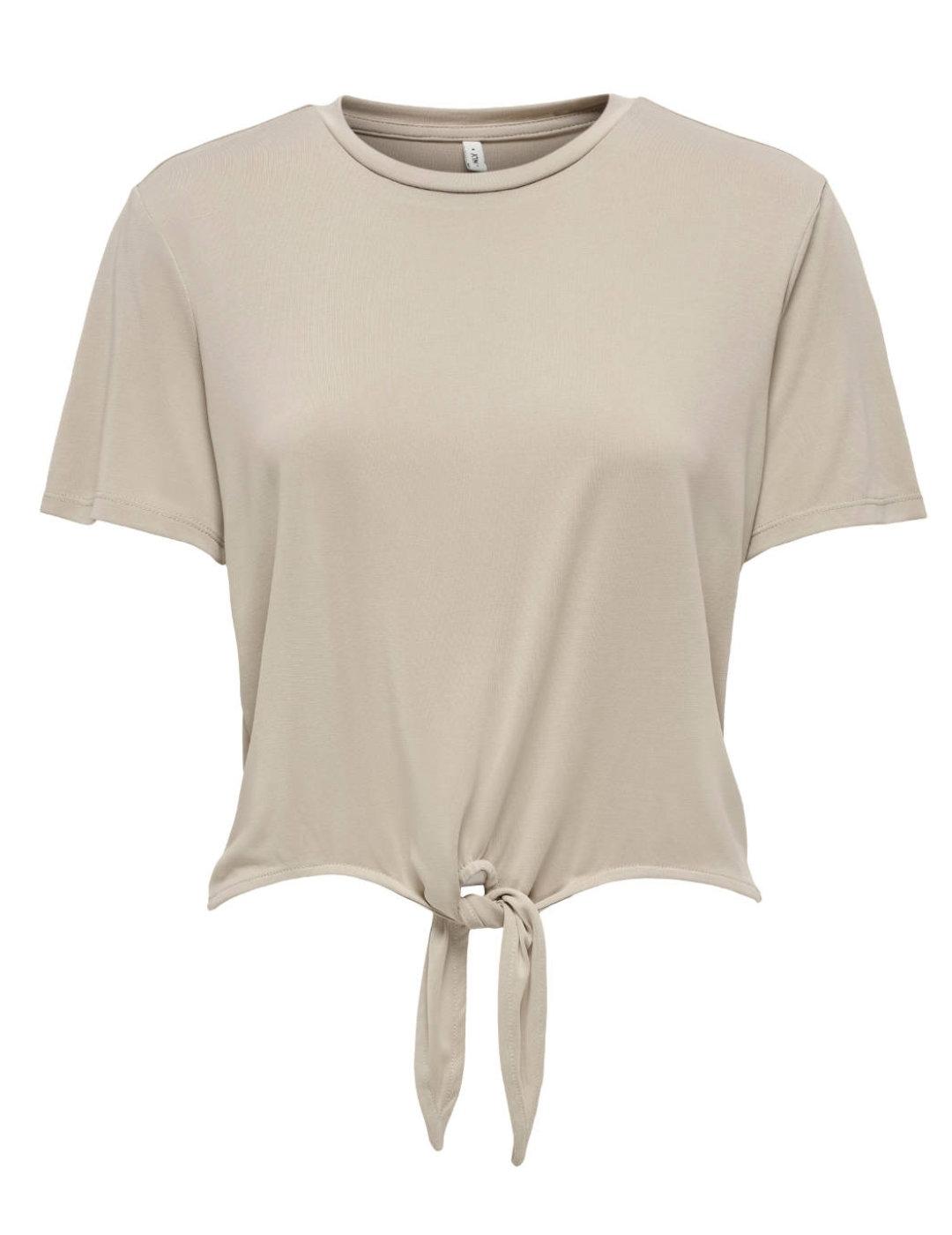 Camiseta Only Hannah nudo beige manga corta para mujer