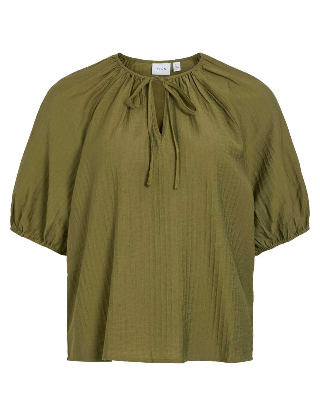 Blusa Vila Clo verde manga corta para mujer