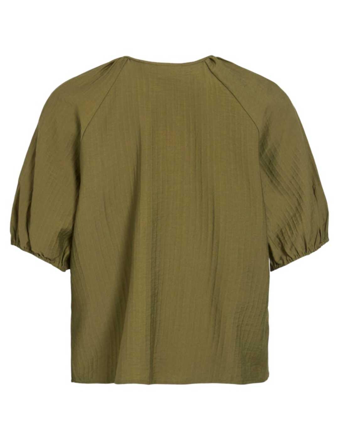 Blusa Vila Clo verde manga corta para mujer