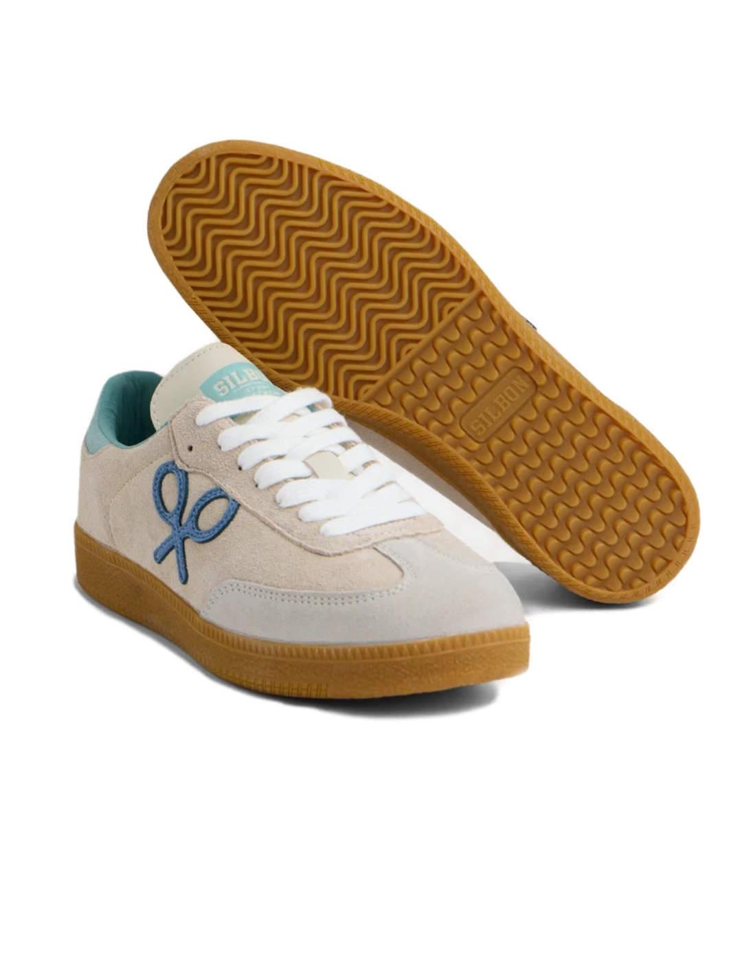 Zapatilla deportiva Silbon casual raqueta beige para hombre