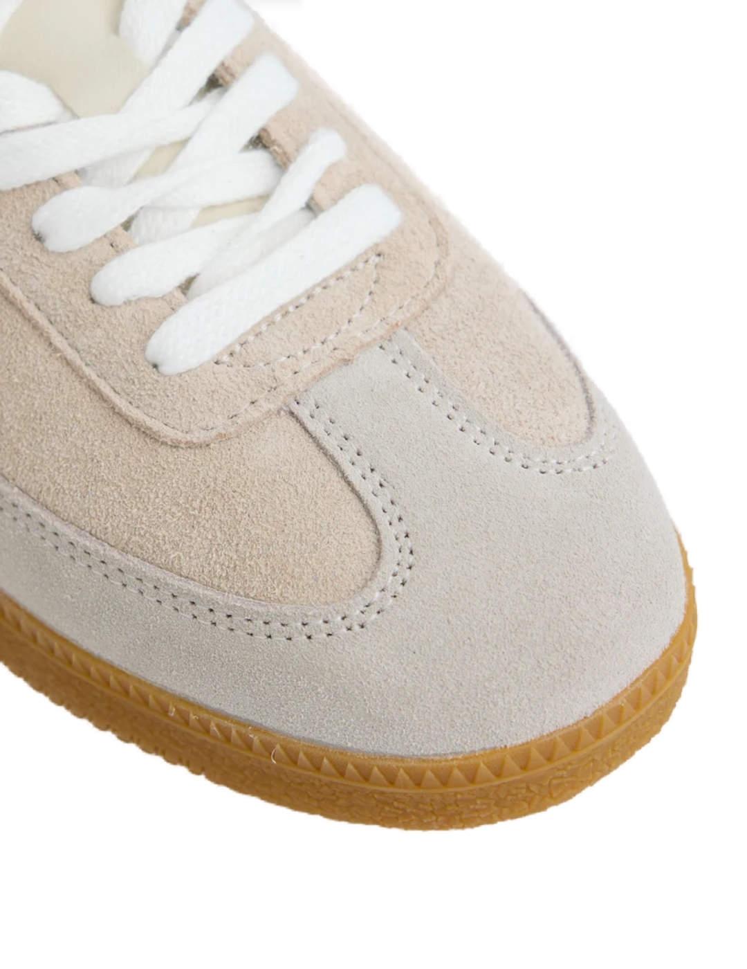 Zapatilla deportiva Silbon casual raqueta beige para hombre