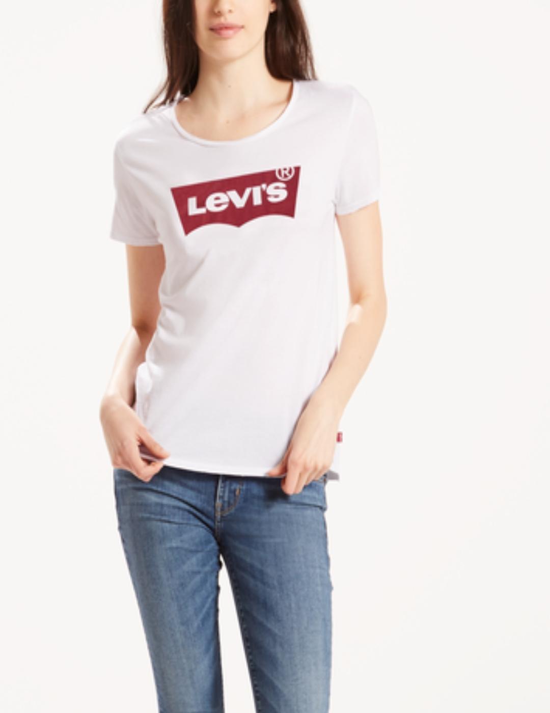 lista Eficacia estudio Camiseta levis logo blanca manga corta mujer-