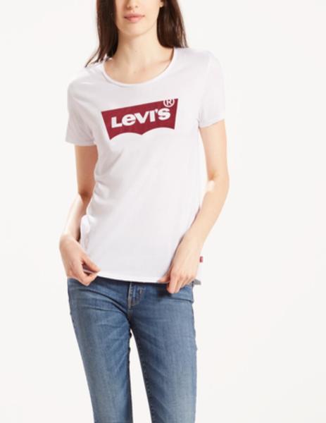 polvo presumir Hermana Camiseta levis logo blanca manga corta mujer-