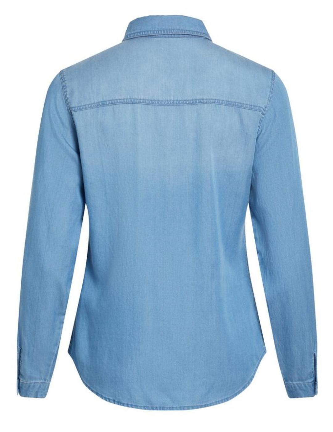 Camisa denim Vila Bista azul medio para mujer-&