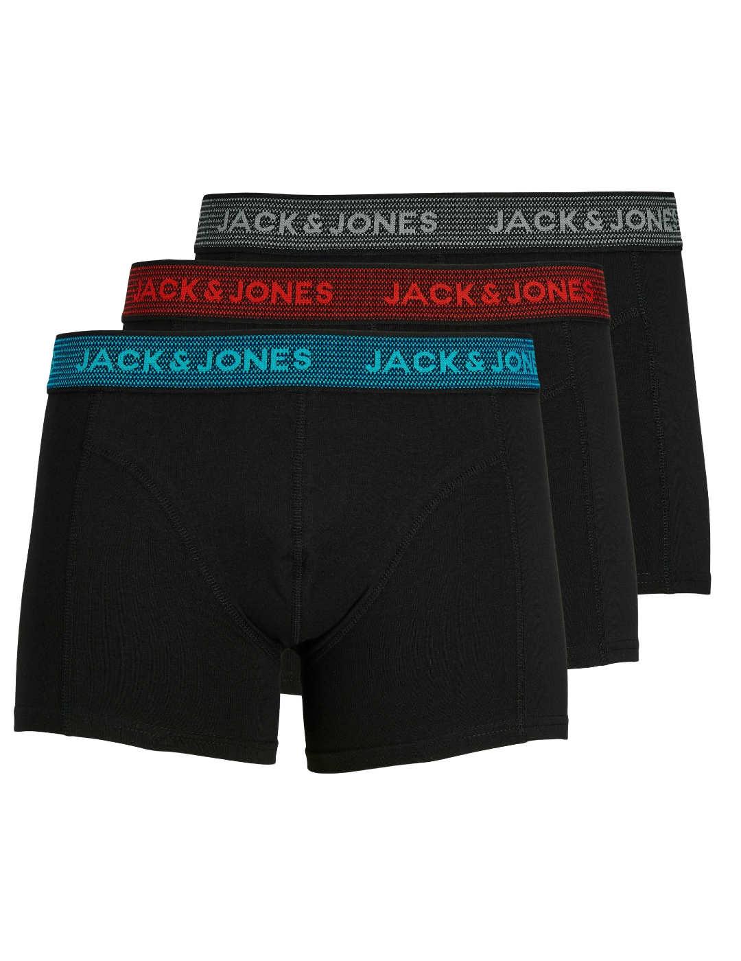 Intimo Jack&Jones Waistbrand pack3 negros para hombre