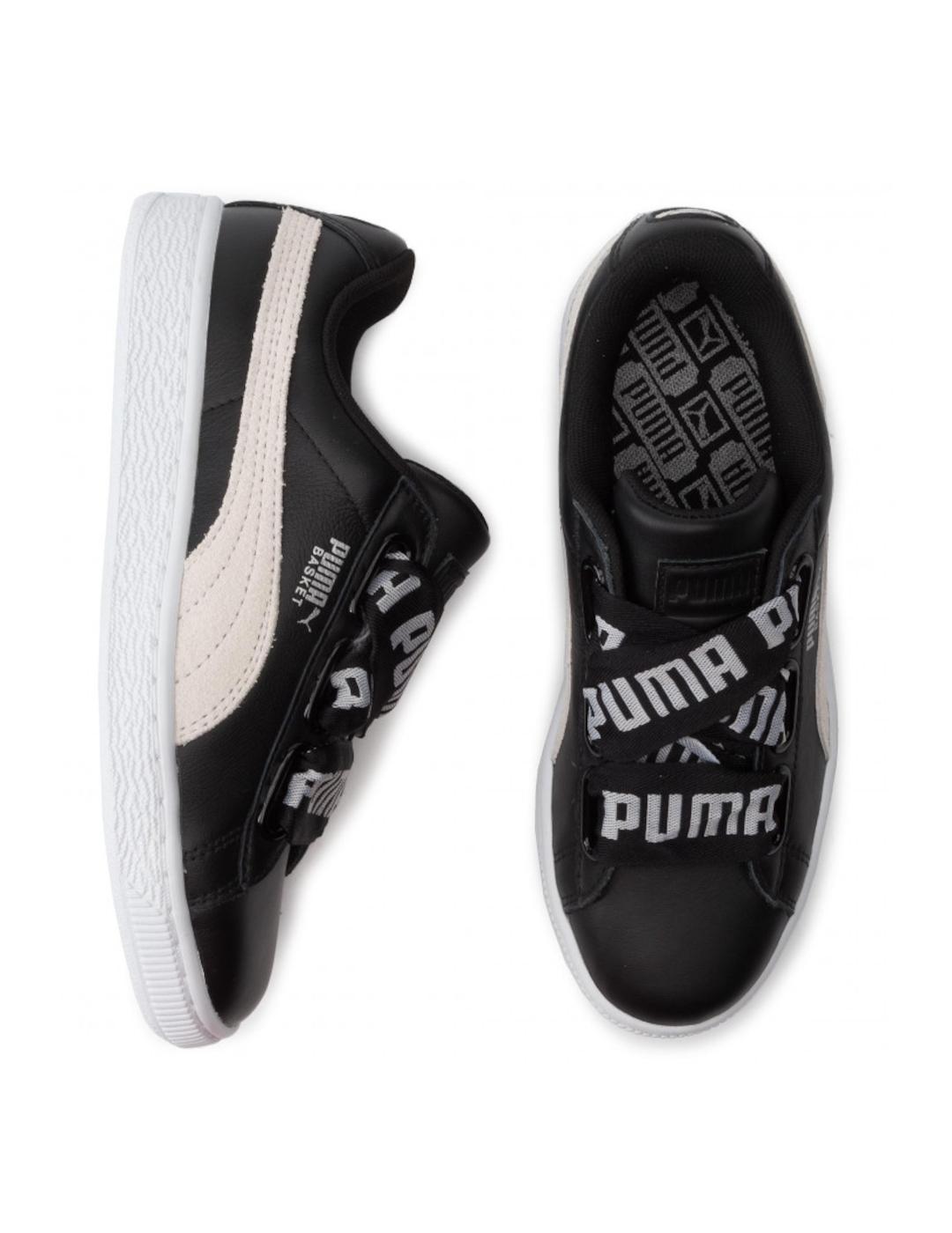 Zapatillas Puma Basket Heart negras y blancas para mujer