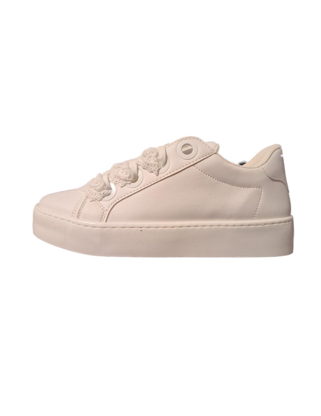 Zapatillas Guess Urny blanco puntilla para mujer