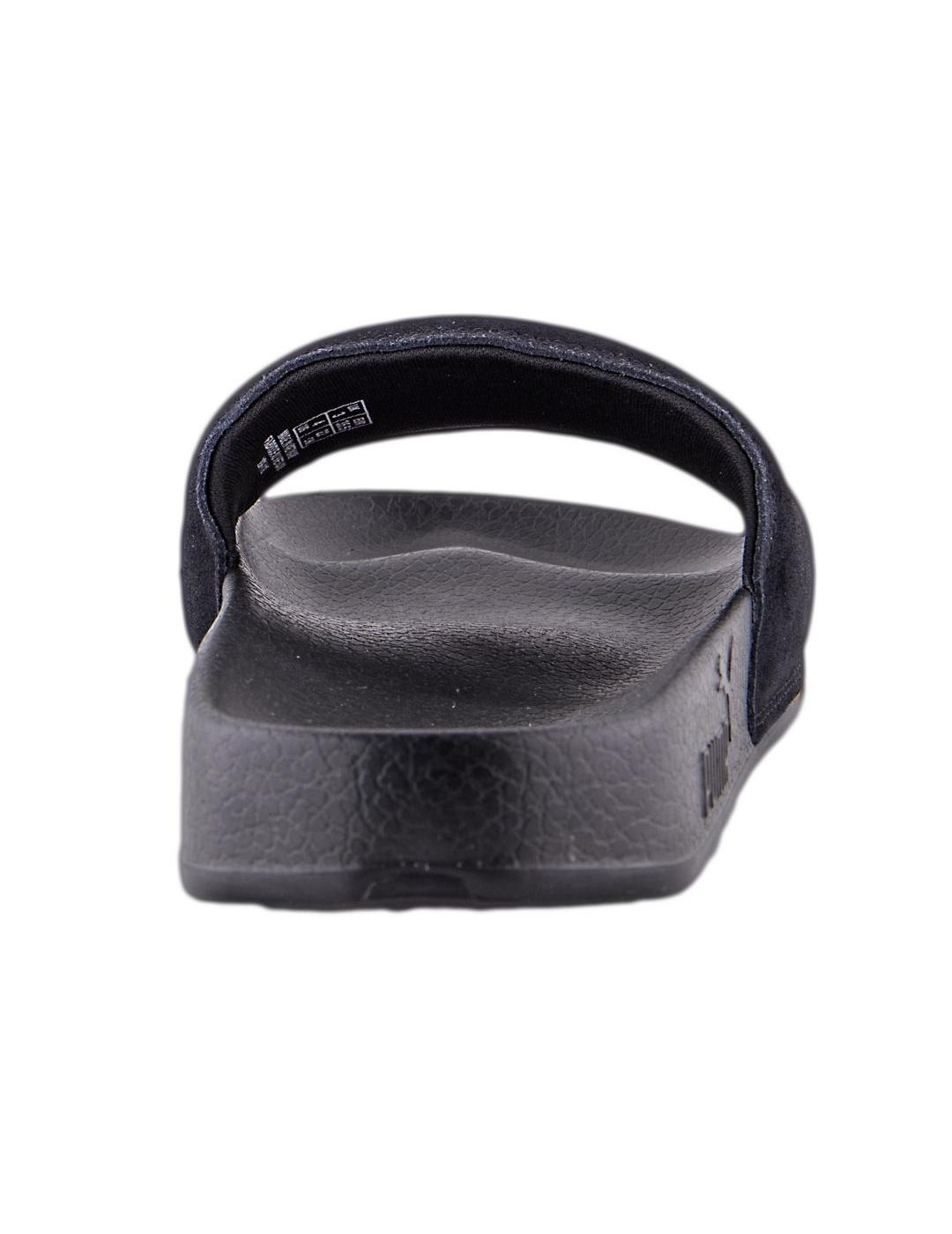 Chanclas Puma Leadcat Suede negras logo dorado unisex