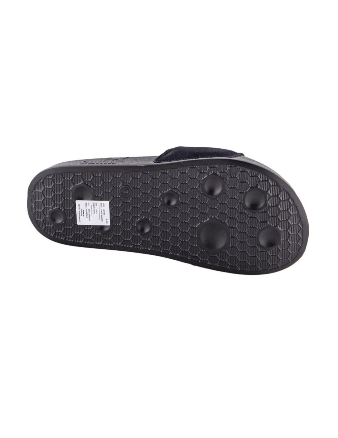 Chanclas Puma Leadcat Suede negras logo dorado unisex