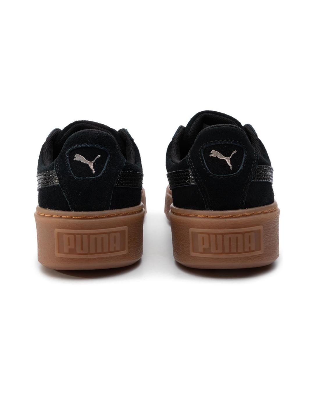 Zapatillas Puma negras con plataforma marrón para mujer