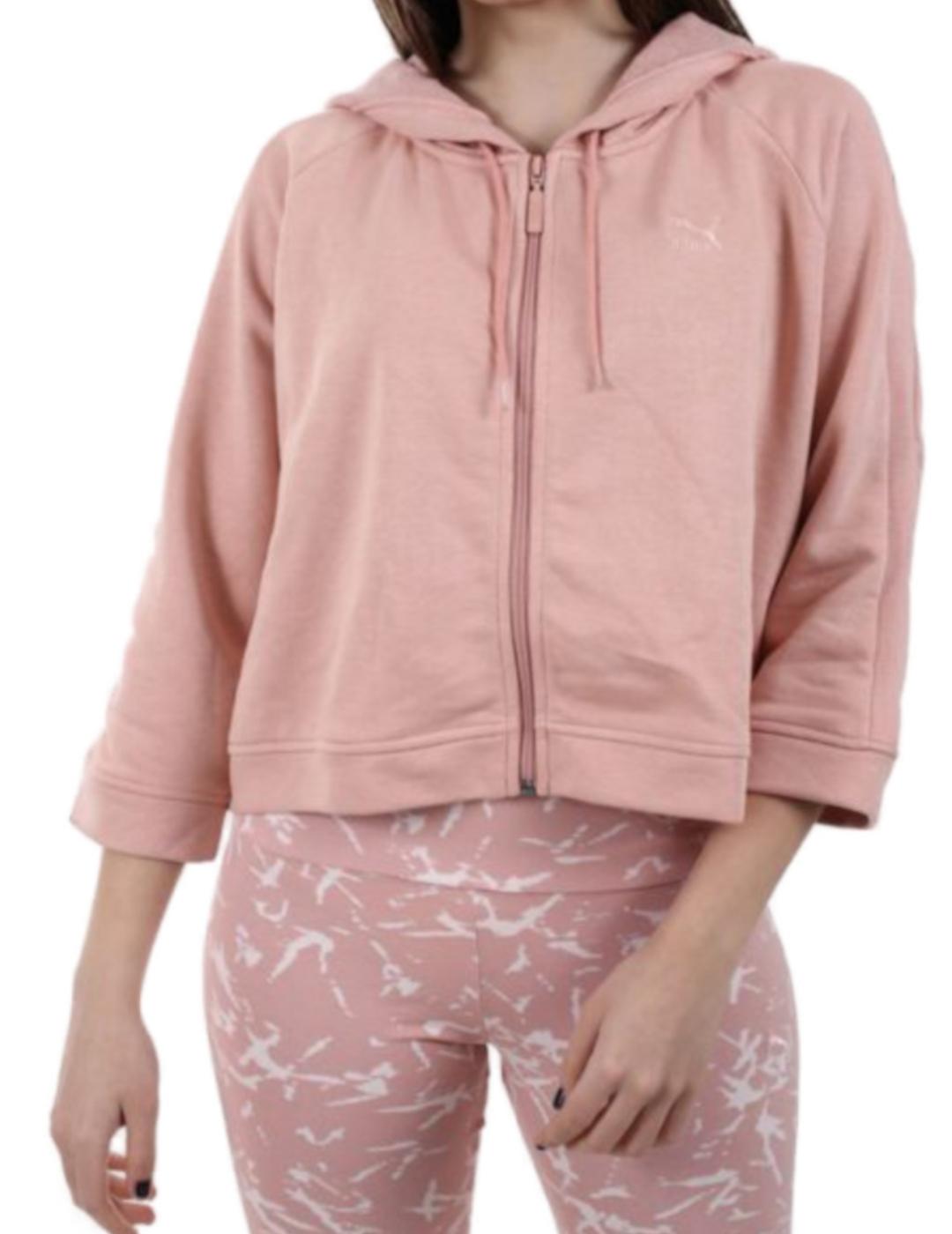Sudadera Puma rosa de cremallera con capucha para mujer