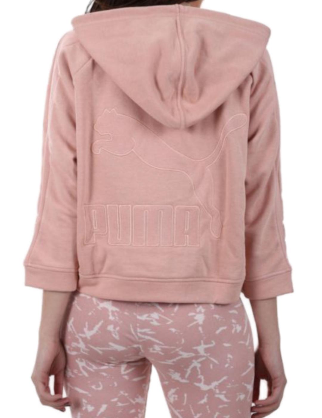 Sudadera Puma rosa de cremallera con capucha para mujer