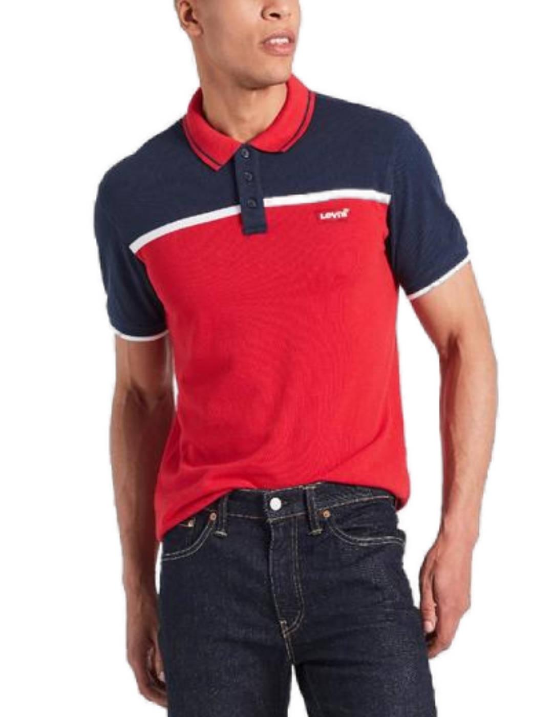 Polo Levi´s colorblock marino y rojo manga corta para hombre