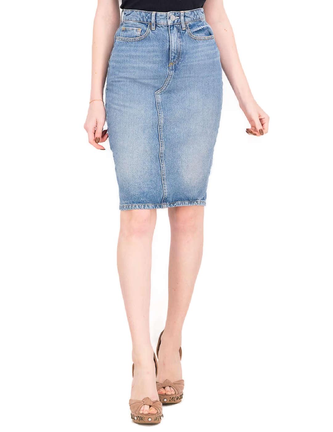 Falda midi Guess Eloise vaquera con abertura para mujer