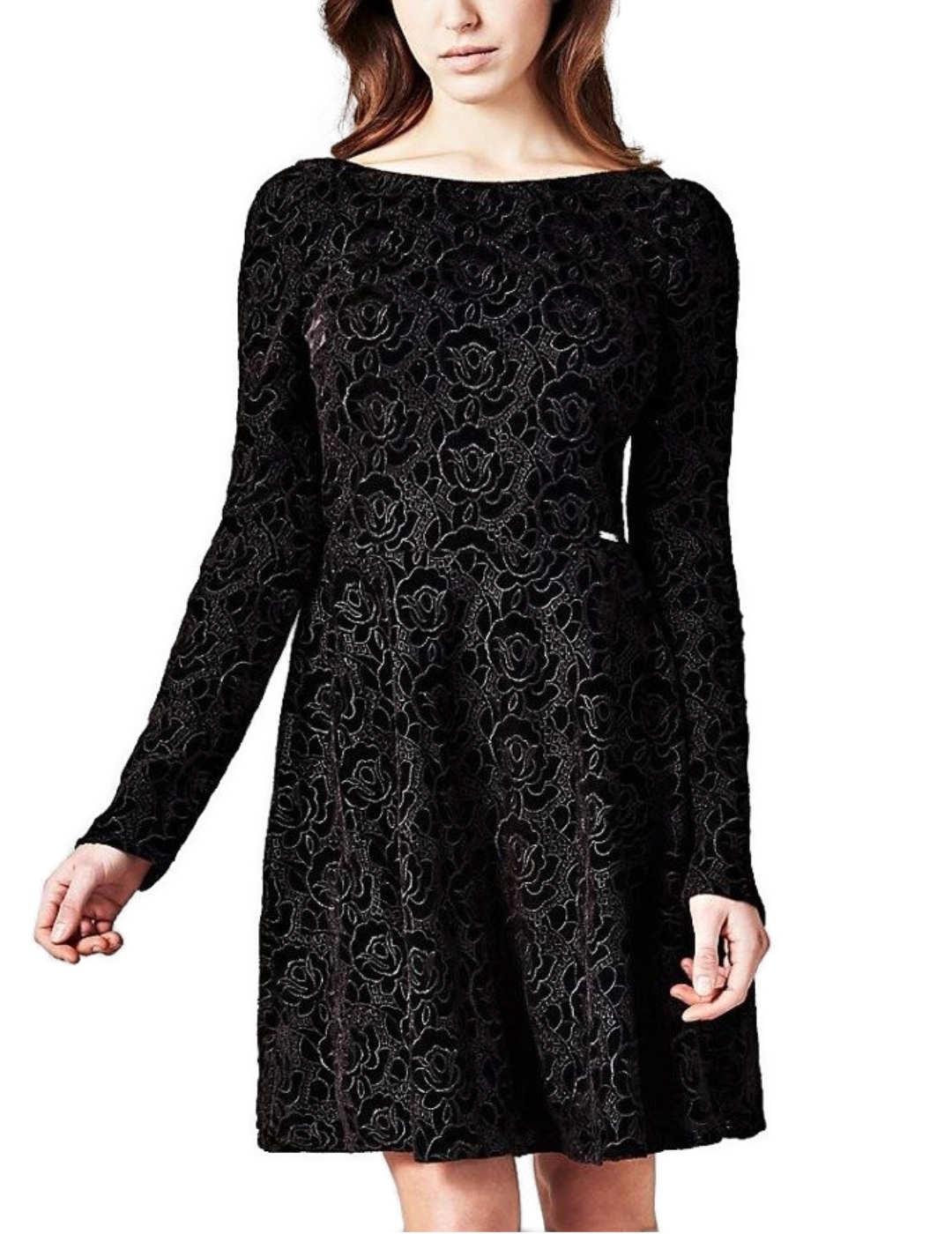Vestido Guess flores terciopelo negro de mujer