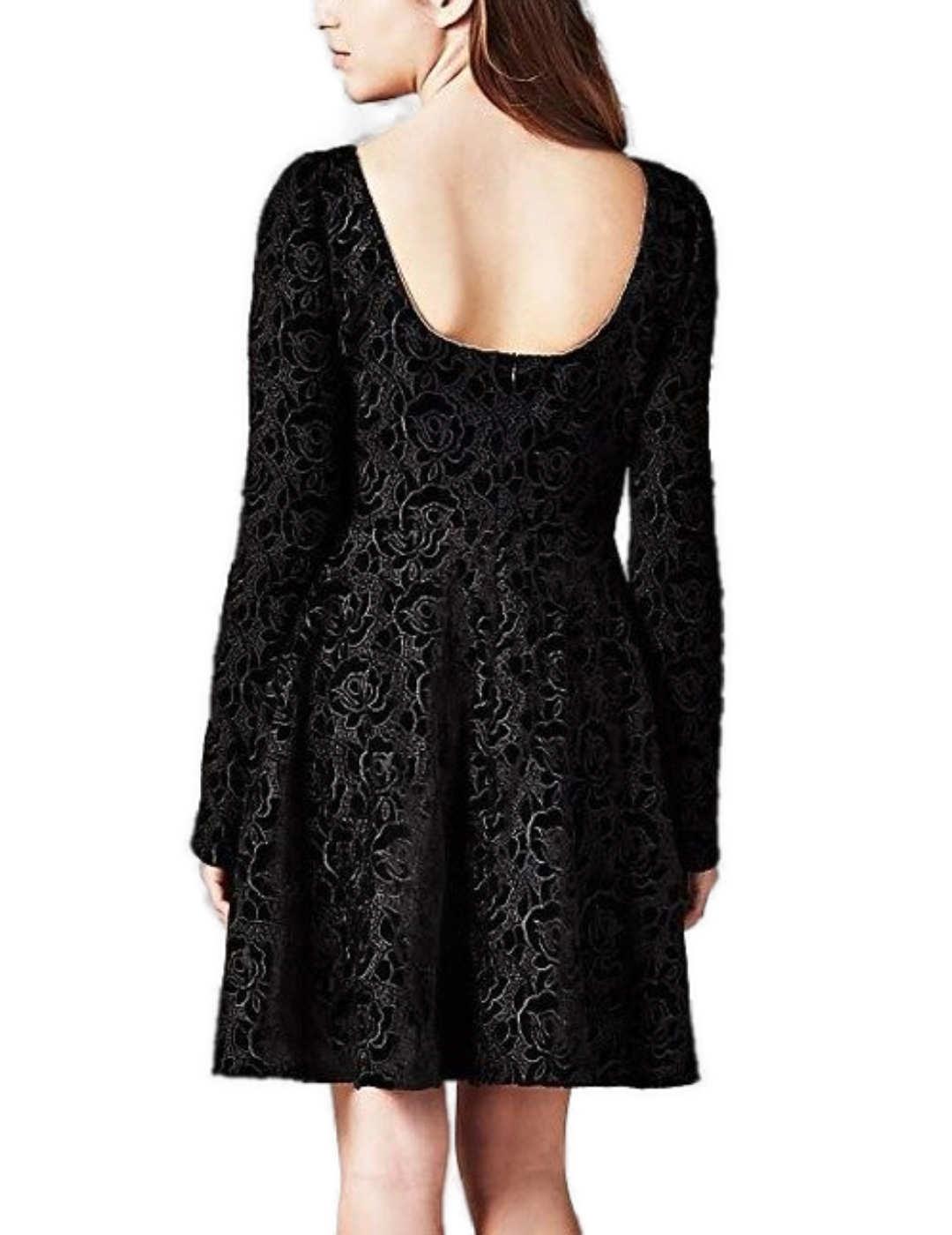 Vestido Guess flores terciopelo negro de mujer