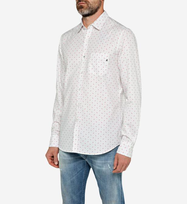 Camisa Replay blanca estampado mini regular para hombre